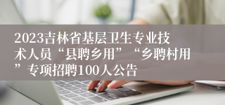 2023吉林省基层卫生专业技术人员“县聘乡用”“乡聘村用”专项招聘100人公告