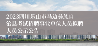 2023四川乐山市马边彝族自治县考试招聘事业单位人员拟聘人员公示公告
