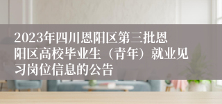 2023年四川恩阳区第三批恩阳区高校毕业生（青年）就业见习岗位信息的公告