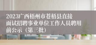 2023广西梧州市苍梧县直接面试招聘事业单位工作人员聘用前公示（第三批）