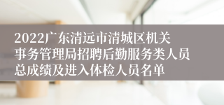 2022广东清远市清城区机关事务管理局招聘后勤服务类人员总成绩及进入体检人员名单