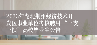 2023年湖北荆州经济技术开发区事业单位考核聘用 “三支一扶”高校毕业生公告