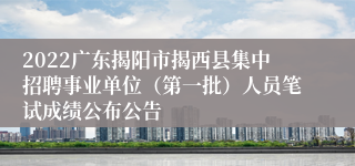 2022广东揭阳市揭西县集中招聘事业单位（第一批）人员笔试成绩公布公告