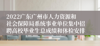2022广东广州市人力资源和社会保障局系统事业单位集中招聘高校毕业生总成绩和体检安排