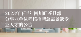 2023年下半年四川旺苍县部分事业单位考核招聘急需紧缺专业人才的公告