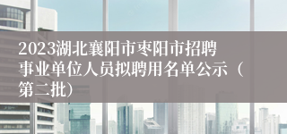 2023湖北襄阳市枣阳市招聘事业单位人员拟聘用名单公示（第二批）