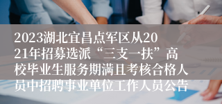 2023湖北宜昌点军区从2021年招募选派“三支一扶”高校毕业生服务期满且考核合格人员中招聘事业单位工作人员公告