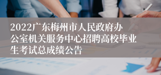 2022广东梅州市人民政府办公室机关服务中心招聘高校毕业生考试总成绩公告