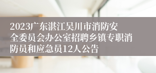 2023广东湛江吴川市消防安全委员会办公室招聘乡镇专职消防员和应急员12人公告