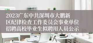 2023广东中共深圳市大鹏新区纪律检查工作委员会事业单位招聘高校毕业生拟聘用人员公示