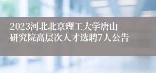 2023河北北京理工大学唐山研究院高层次人才选聘7人公告