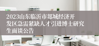 2023山东临沂市郯城经济开发区急需紧缺人才引进博士研究生面谈公告