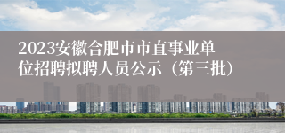 2023安徽合肥市市直事业单位招聘拟聘人员公示（第三批）