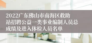 2022广东佛山市南海区救助站招聘公益一类事业编制人员总成绩及进入体检人员名单