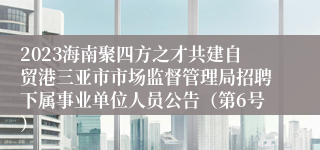 2023海南聚四方之才共建自贸港三亚市市场监督管理局招聘下属事业单位人员公告（第6号）