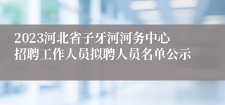 2023河北省子牙河河务中心招聘工作人员拟聘人员名单公示