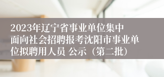 2023年辽宁省事业单位集中面向社会招聘报考沈阳市事业单位拟聘用人员 公示（第二批）