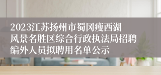 2023江苏扬州市蜀冈瘦西湖风景名胜区综合行政执法局招聘编外人员拟聘用名单公示