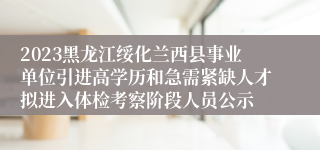 2023黑龙江绥化兰西县事业单位引进高学历和急需紧缺人才拟进入体检考察阶段人员公示