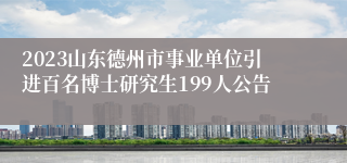 2023山东德州市事业单位引进百名博士研究生199人公告