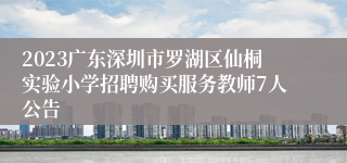 2023广东深圳市罗湖区仙桐实验小学招聘购买服务教师7人公告