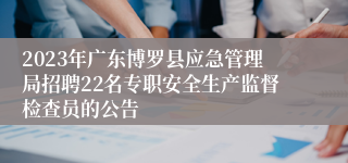 2023年广东博罗县应急管理局招聘22名专职安全生产监督检查员的公告