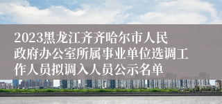 2023黑龙江齐齐哈尔市人民政府办公室所属事业单位选调工作人员拟调入人员公示名单