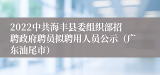 2022中共海丰县委组织部招聘政府聘员拟聘用人员公示（广东汕尾市）