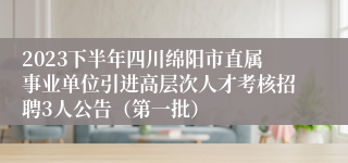 2023下半年四川绵阳市直属事业单位引进高层次人才考核招聘3人公告（第一批）