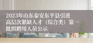 2023年山东泰安东平县引进高层次紧缺人才（综合类）第一批拟聘用人员公示
