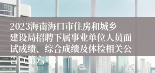 2023海南海口市住房和城乡建设局招聘下属事业单位人员面试成绩、综合成绩及体检相关公告（第六号）