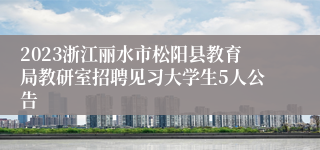 2023浙江丽水市松阳县教育局教研室招聘见习大学生5人公告