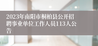 2023年南阳市桐柏县公开招聘事业单位工作人员113人公告