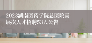 2023湖南医药学院总医院高层次人才招聘53人公告