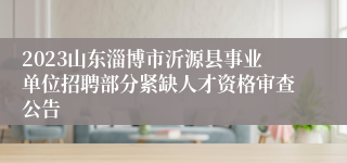 2023山东淄博市沂源县事业单位招聘部分紧缺人才资格审查公告