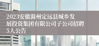 2023安徽滁州定远县城乡发展投资集团有限公司子公司招聘5人公告