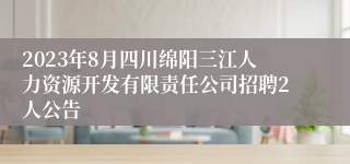 2023年8月四川绵阳三江人力资源开发有限责任公司招聘2人公告