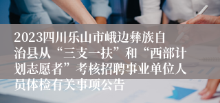 2023四川乐山市峨边彝族自治县从“三支一扶”和“西部计划志愿者”考核招聘事业单位人员体检有关事项公告