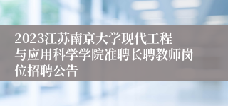 2023江苏南京大学现代工程与应用科学学院准聘长聘教师岗位招聘公告