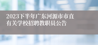 2023下半年广东河源市市直有关学校招聘教职员公告