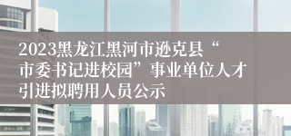 2023黑龙江黑河市逊克县“市委书记进校园”事业单位人才引进拟聘用人员公示