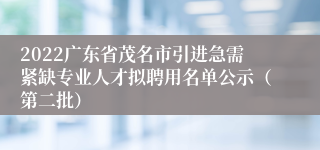 2022广东省茂名市引进急需紧缺专业人才拟聘用名单公示（第二批）