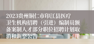 2023贵州铜仁市印江县医疗卫生机构招聘（引进）编制员额备案制人才部分职位招聘计划取消和调整公告