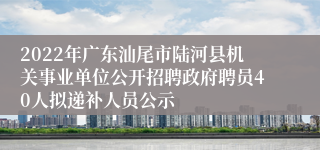 2022年广东汕尾市陆河县机关事业单位公开招聘政府聘员40人拟递补人员公示