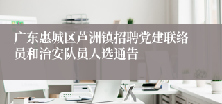 广东惠城区芦洲镇招聘党建联络员和治安队员人选通告