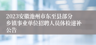 2023安徽池州市东至县部分乡镇事业单位招聘人员体检递补公告