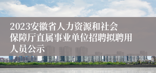 2023安徽省人力资源和社会保障厅直属事业单位招聘拟聘用人员公示