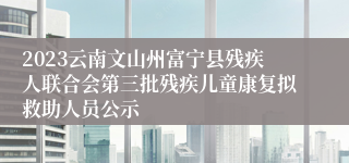 2023云南文山州富宁县残疾人联合会第三批残疾儿童康复拟救助人员公示