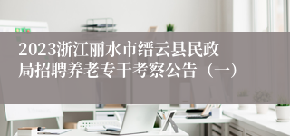 2023浙江丽水市缙云县民政局招聘养老专干考察公告（一）