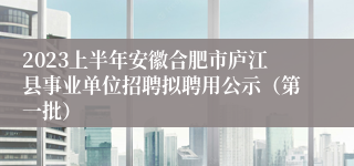 2023上半年安徽合肥市庐江县事业单位招聘拟聘用公示（第一批）